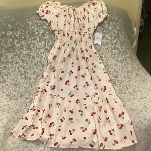 Charming Cherry Print Cotton Dress NWT Size Small